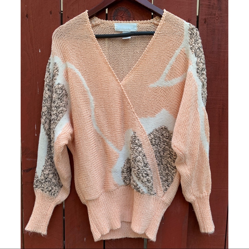 Sideffects | Vintage 80’s Mock-Wrap Nylon & Acrylic Pullover Sweater